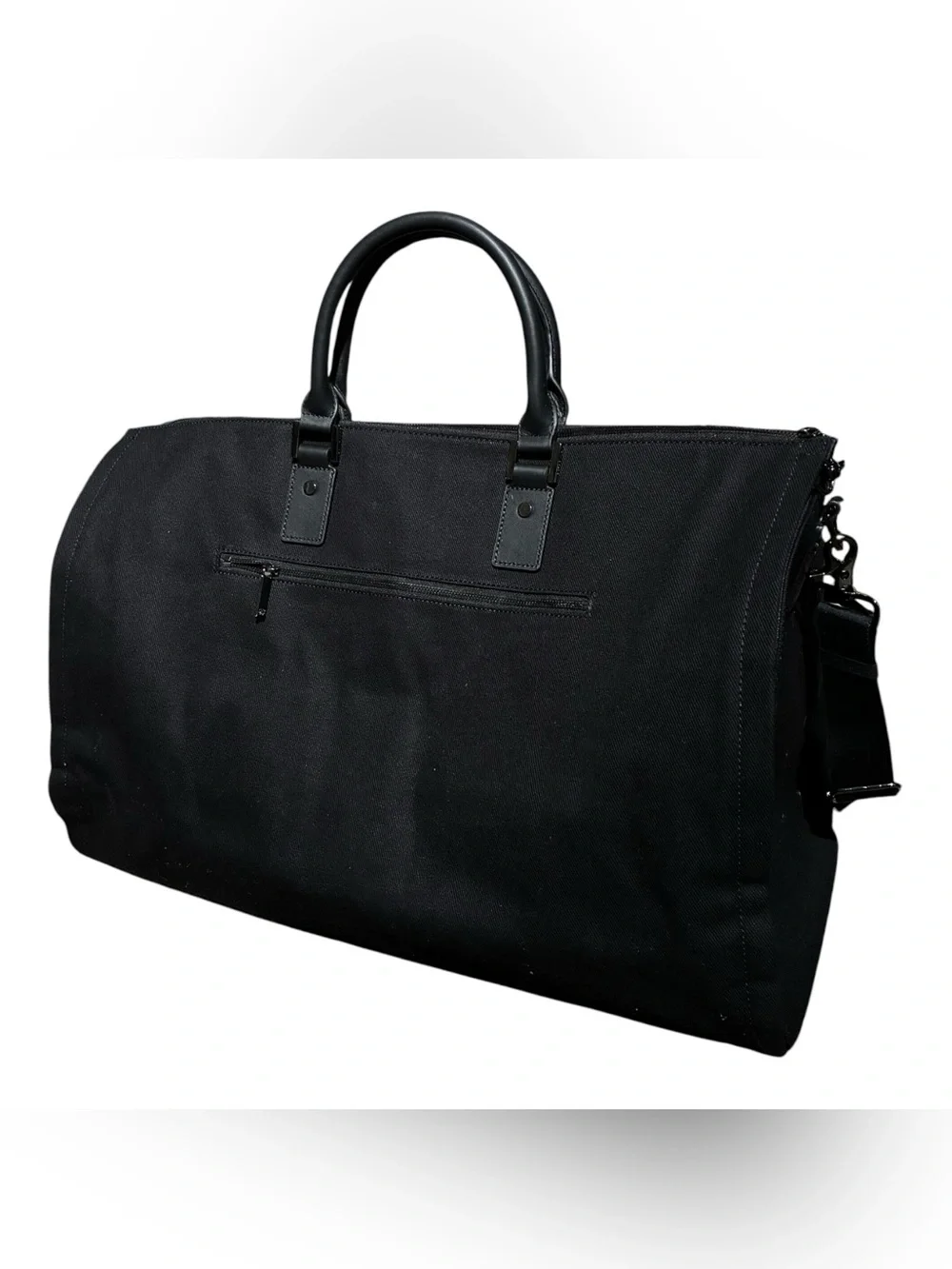 NWOT Hooks & Albert Canvas Leather Garment Bag Black